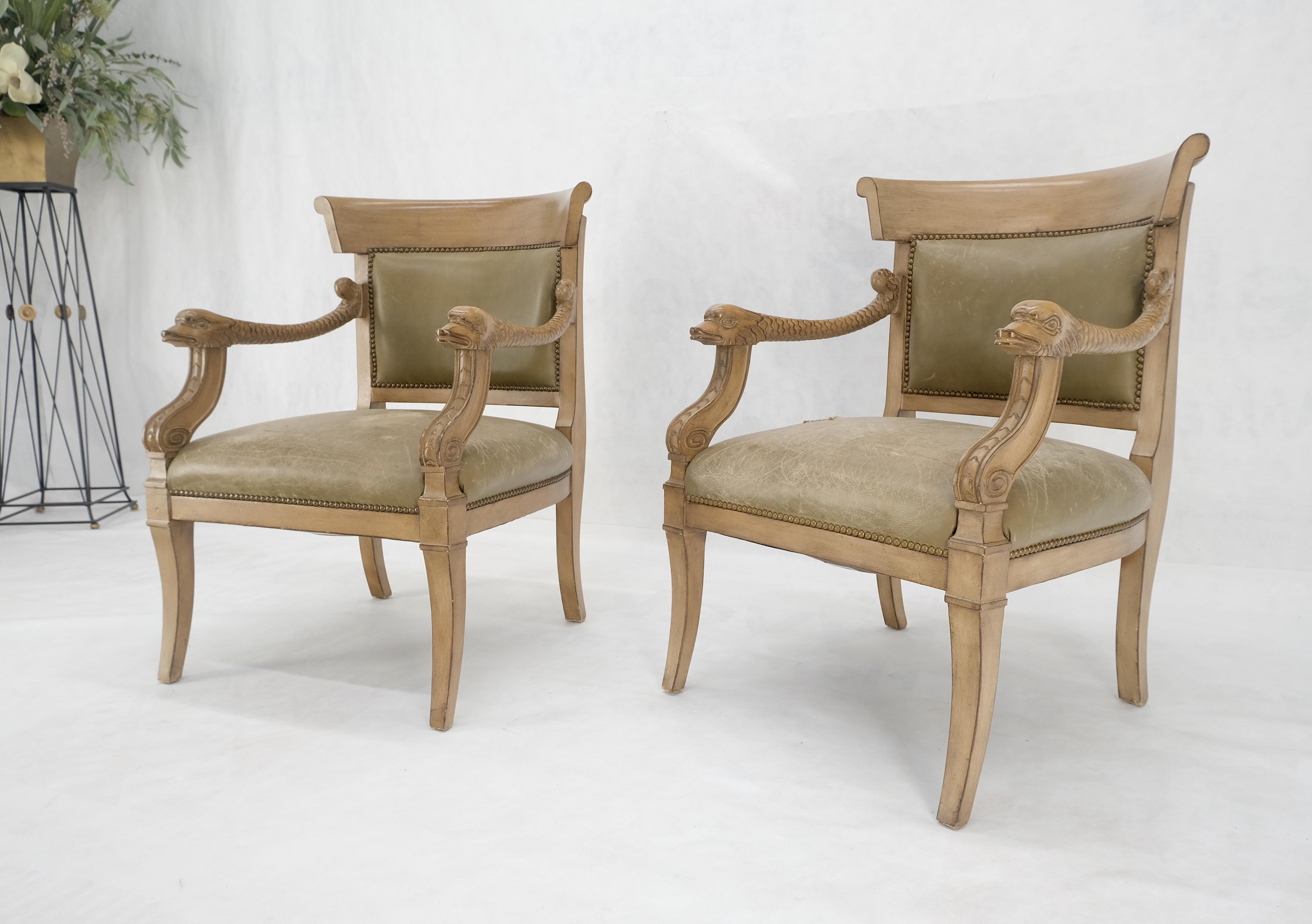 Geschnitzt Delphine Form Arme gerundet zurück Lounge Stühle Lederpolsterung AS IS im Angebot 8