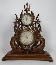 Carved Dolphyn Marine Barometer by Salom of London