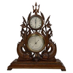 Carved Dolphyn Marine Barometer by Salom of London