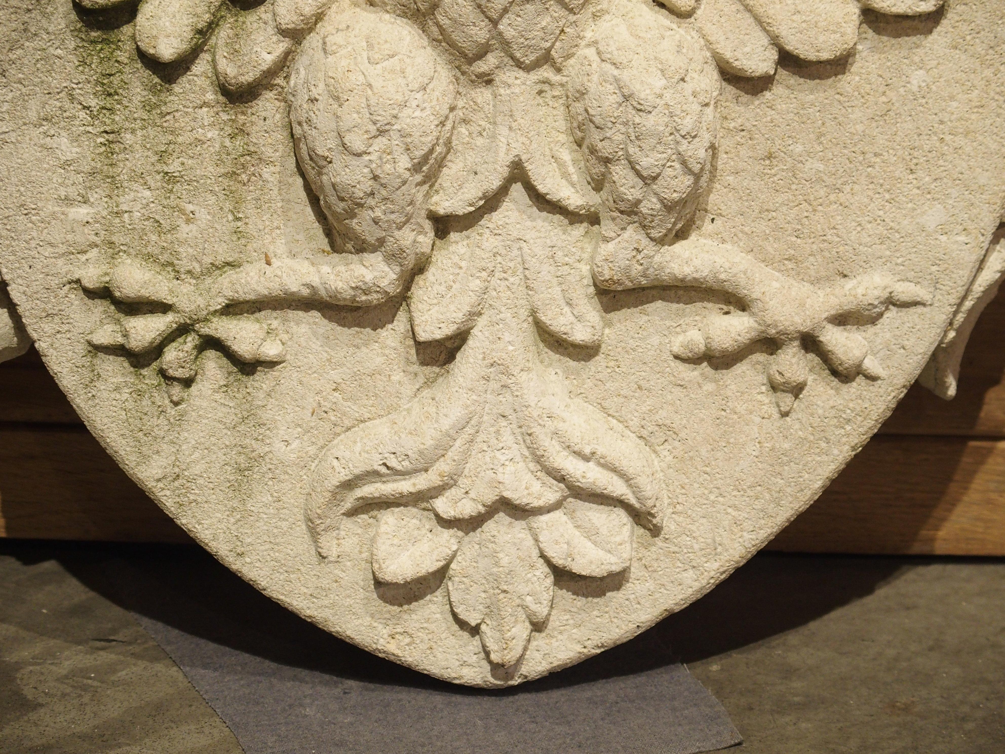 Carved Double Eagle Limestone Plaque from Italy 1
