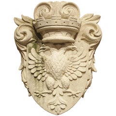 Carved Double Eagle Limestone Plaque from Italy
