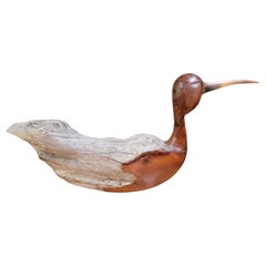 Carved Driftwood Sculpture Waterfowl Bird by Kevin Morin