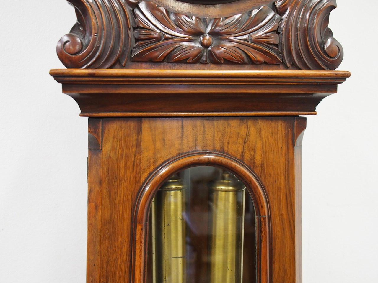 Carved Drum Head Grandfather Clock by J W Mitchell, Glasgow 5