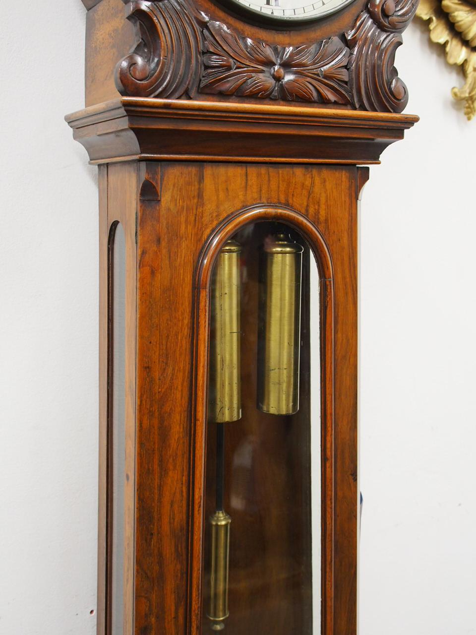 Carved Drum Head Grandfather Clock by J W Mitchell, Glasgow 9