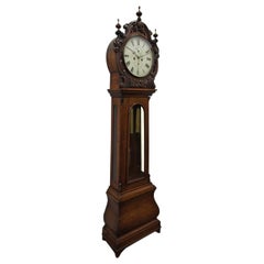Carved Drum Head Grandfather Clock by J W Mitchell, Glasgow