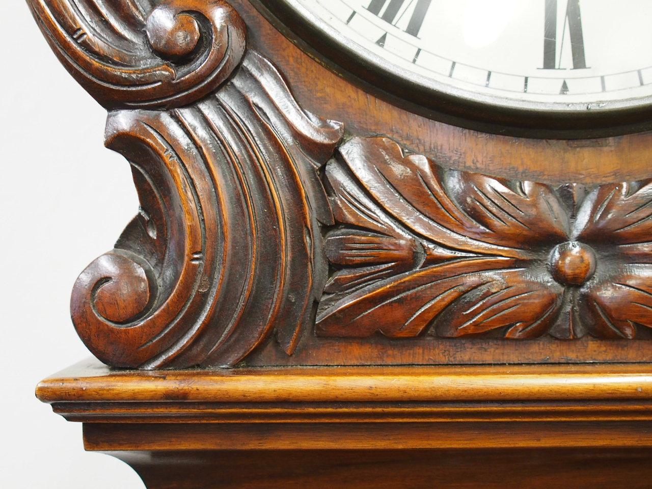 Mid-19th Century Carved Drum Head Grandfather Clock by J W Mitchell, Glasgow For Sale