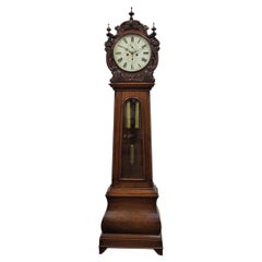 Antique Carved Drum Head Grandfather Clock by J W Mitchell, Glasgow