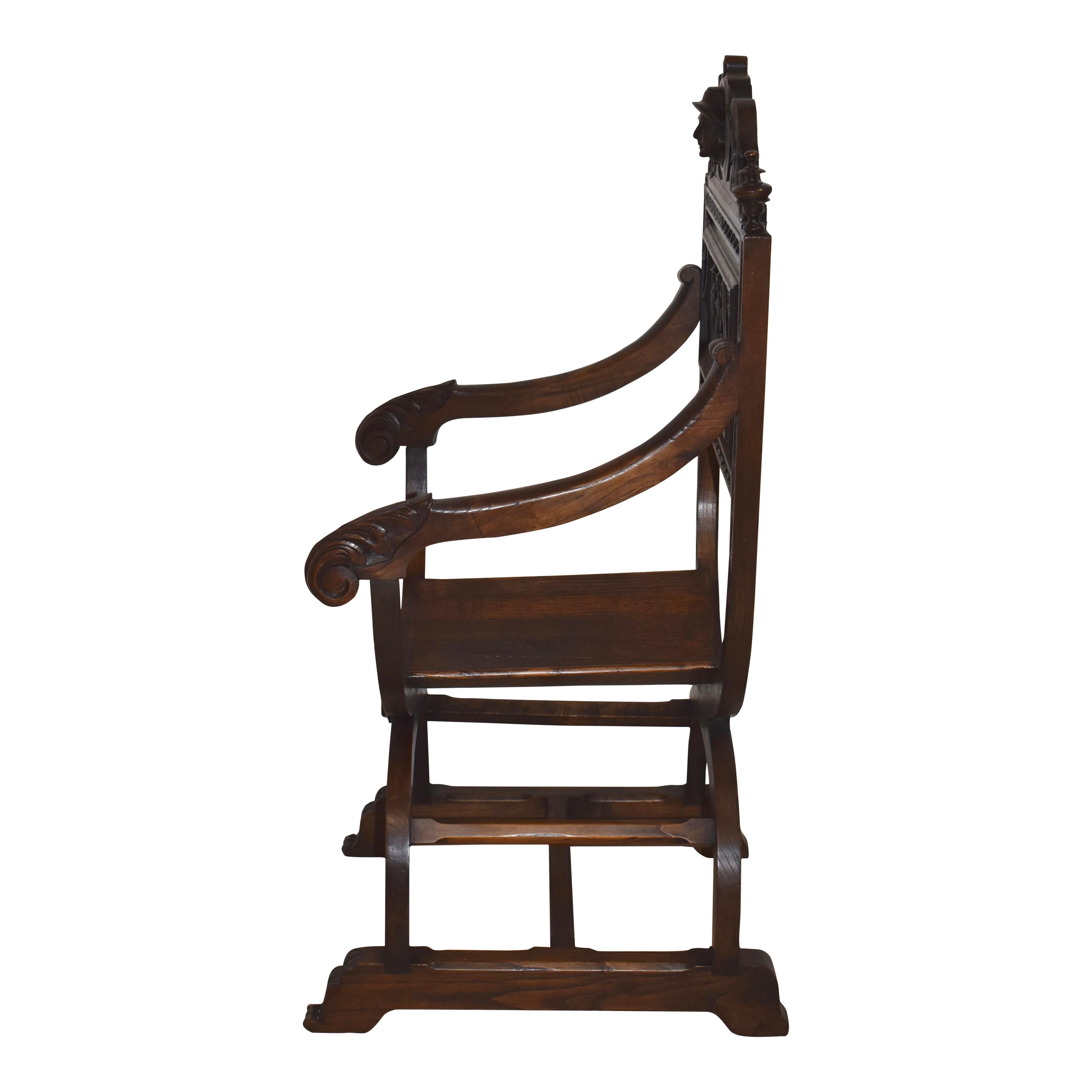 Carved Dutch Curule Chair, circa 1895 In Good Condition For Sale In Evergreen, CO