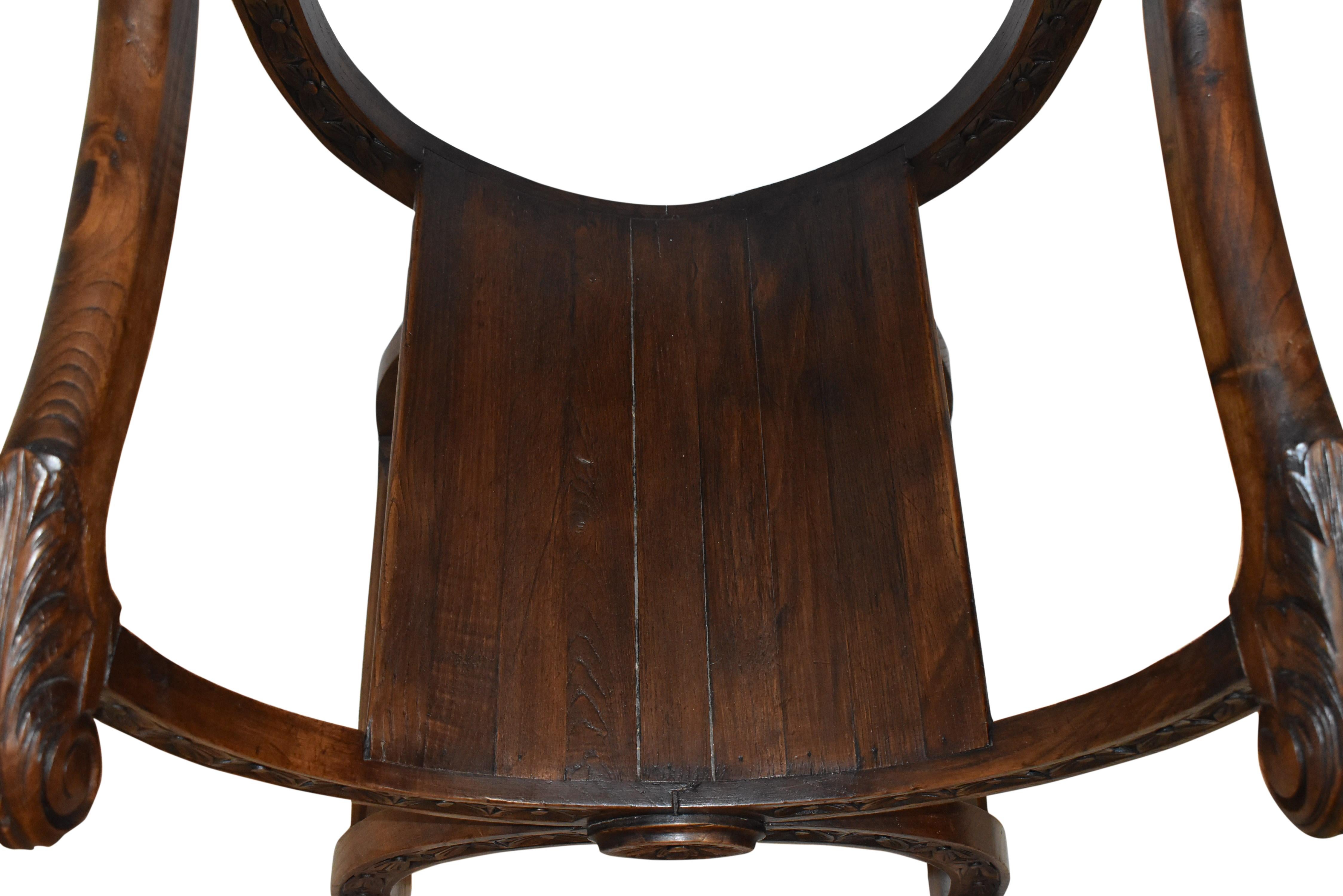 Carved Dutch Curule Chair, circa 1895 For Sale 1