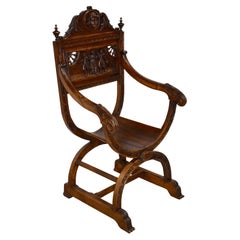 Carved Dutch Curule Chair, circa 1895