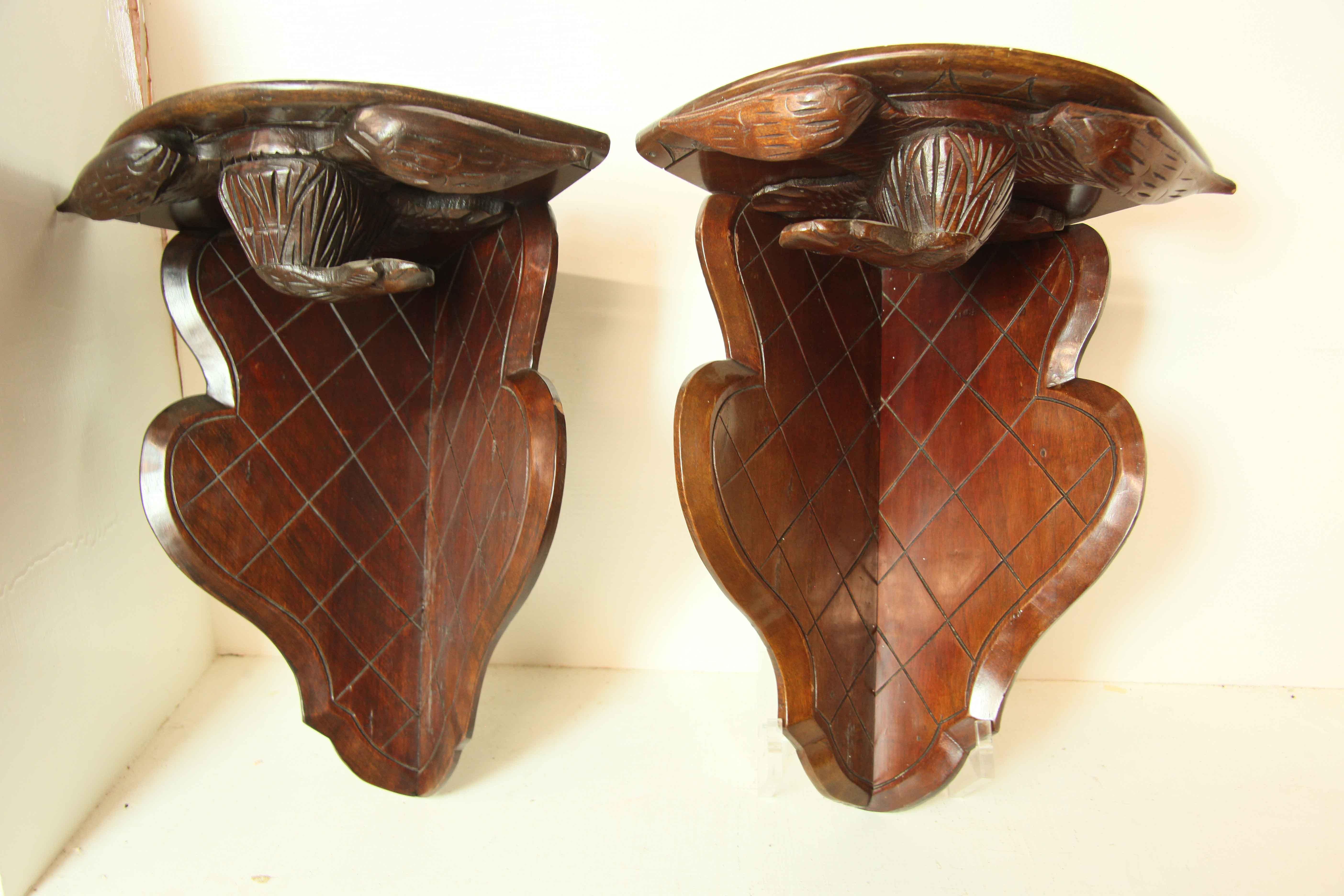 Pair of Carved Eagle Corner Brackets For Sale 3