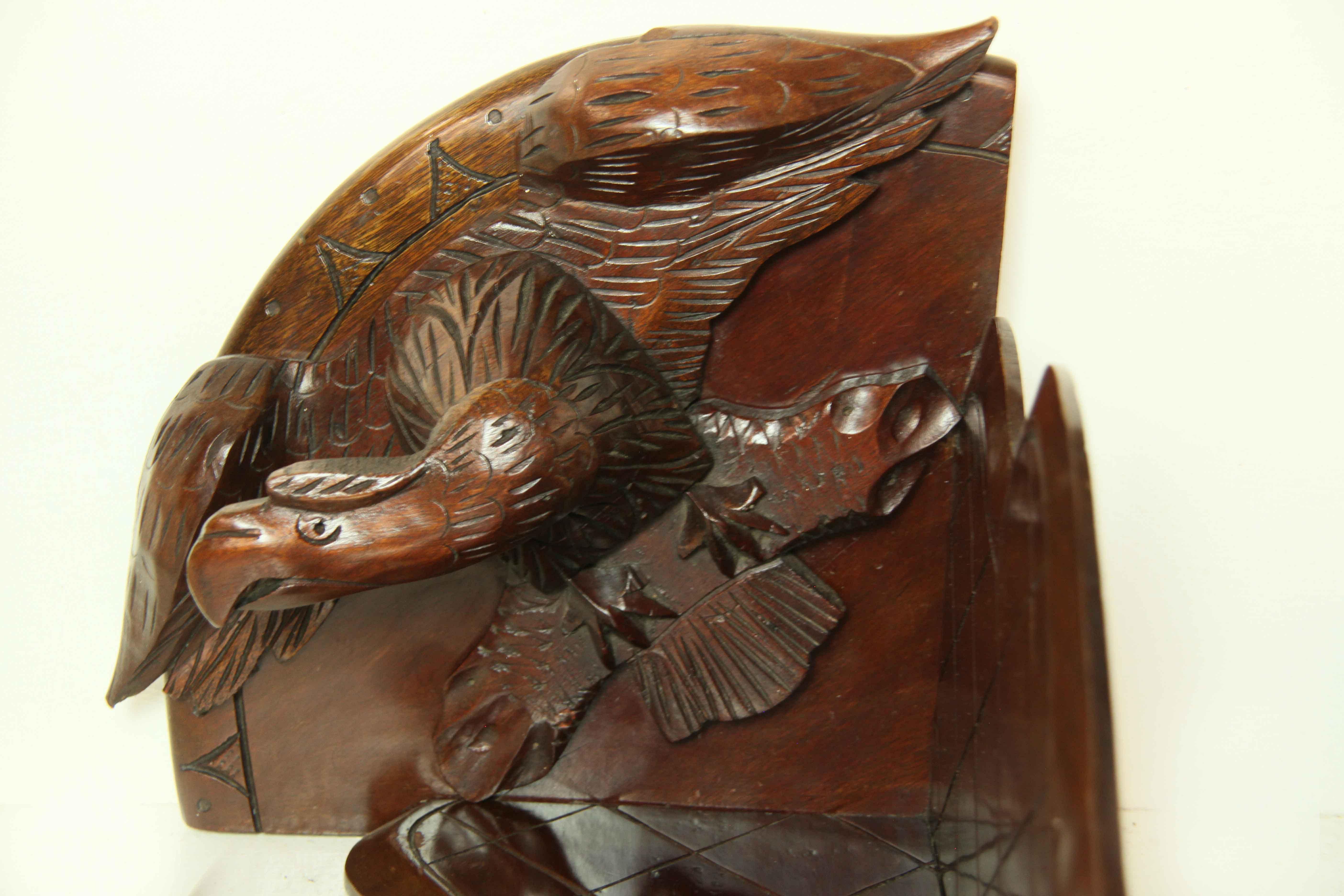 English Pair of Carved Eagle Corner Brackets For Sale