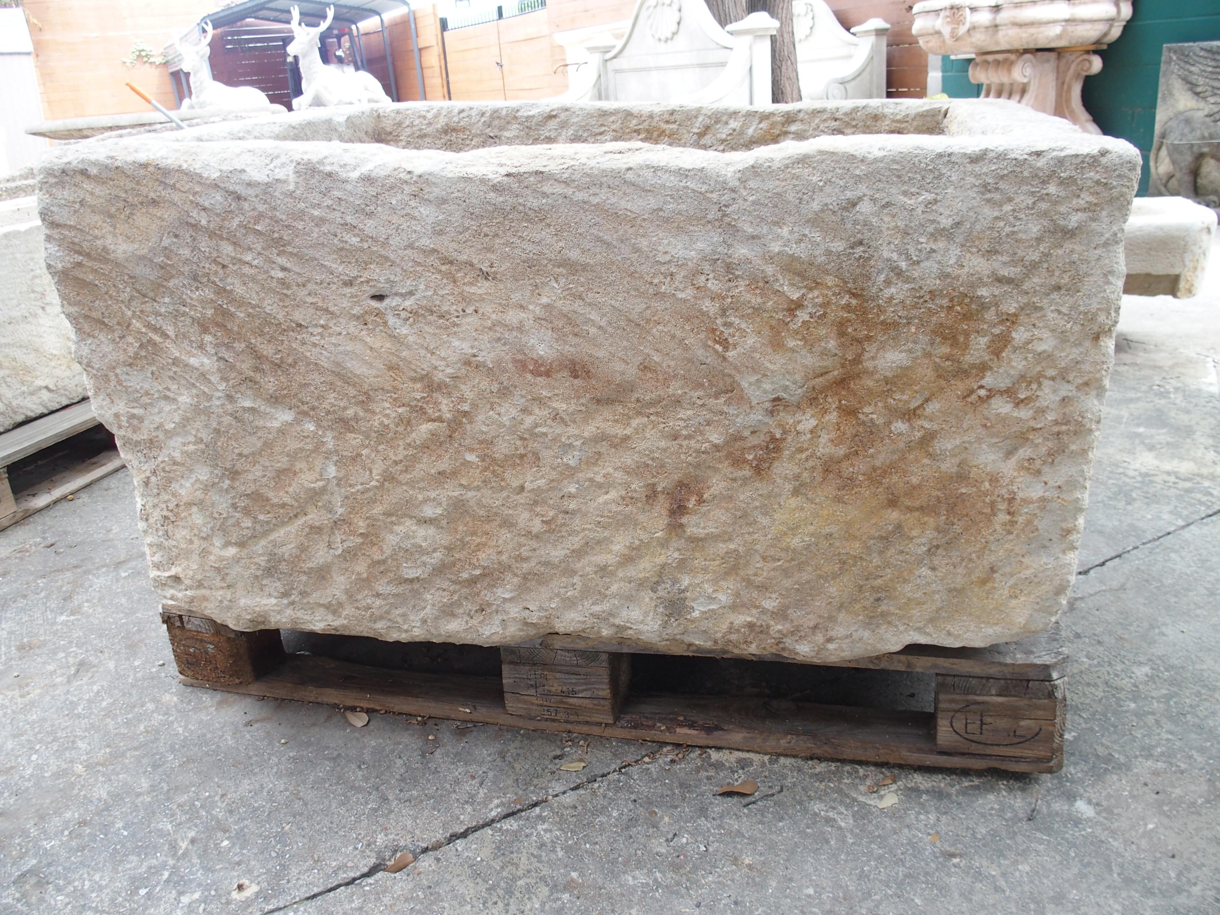 Carved Early 19th Century Limestone Trough from the South of France For Sale 5