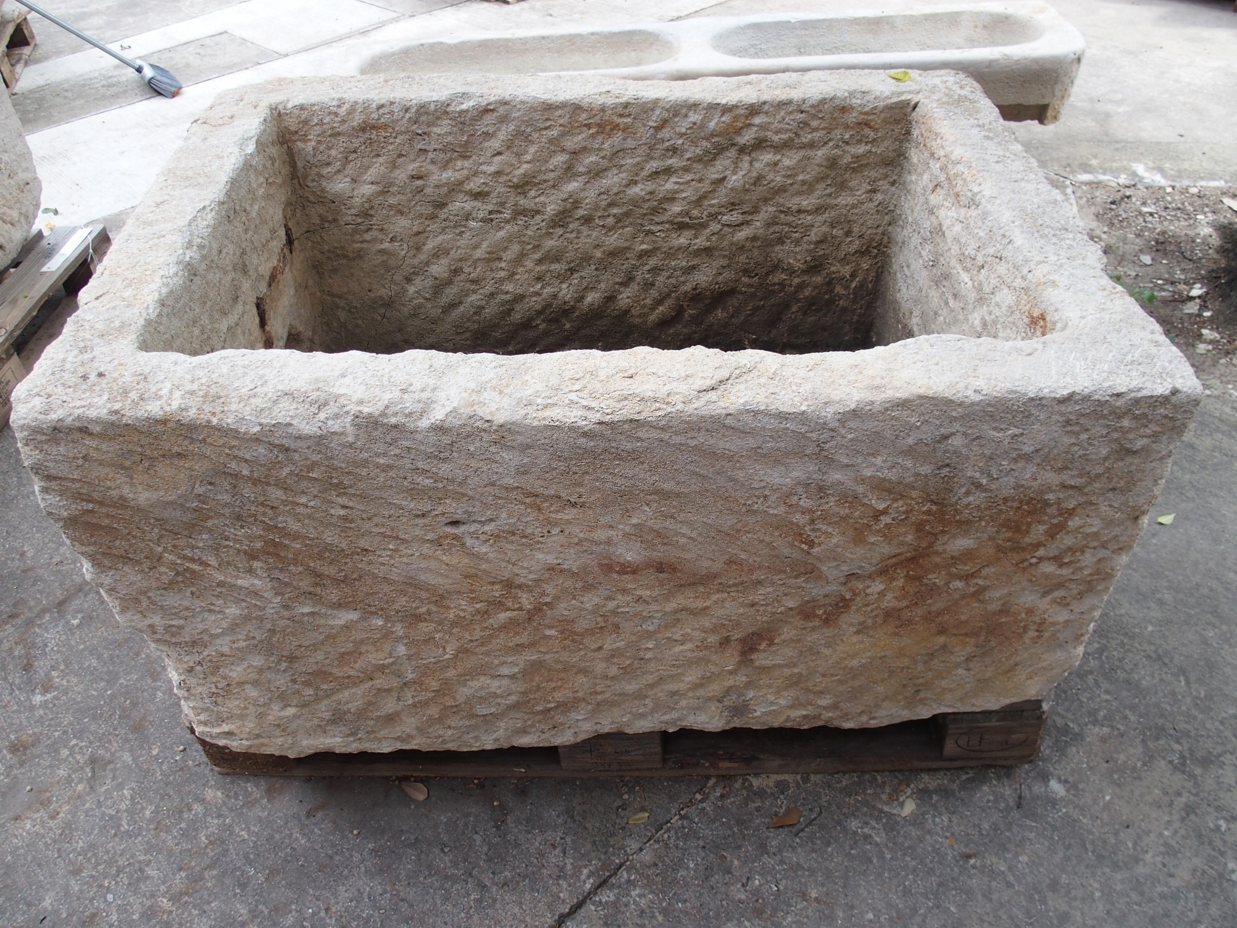 Carved Early 19th Century Limestone Trough from the South of France For Sale 6