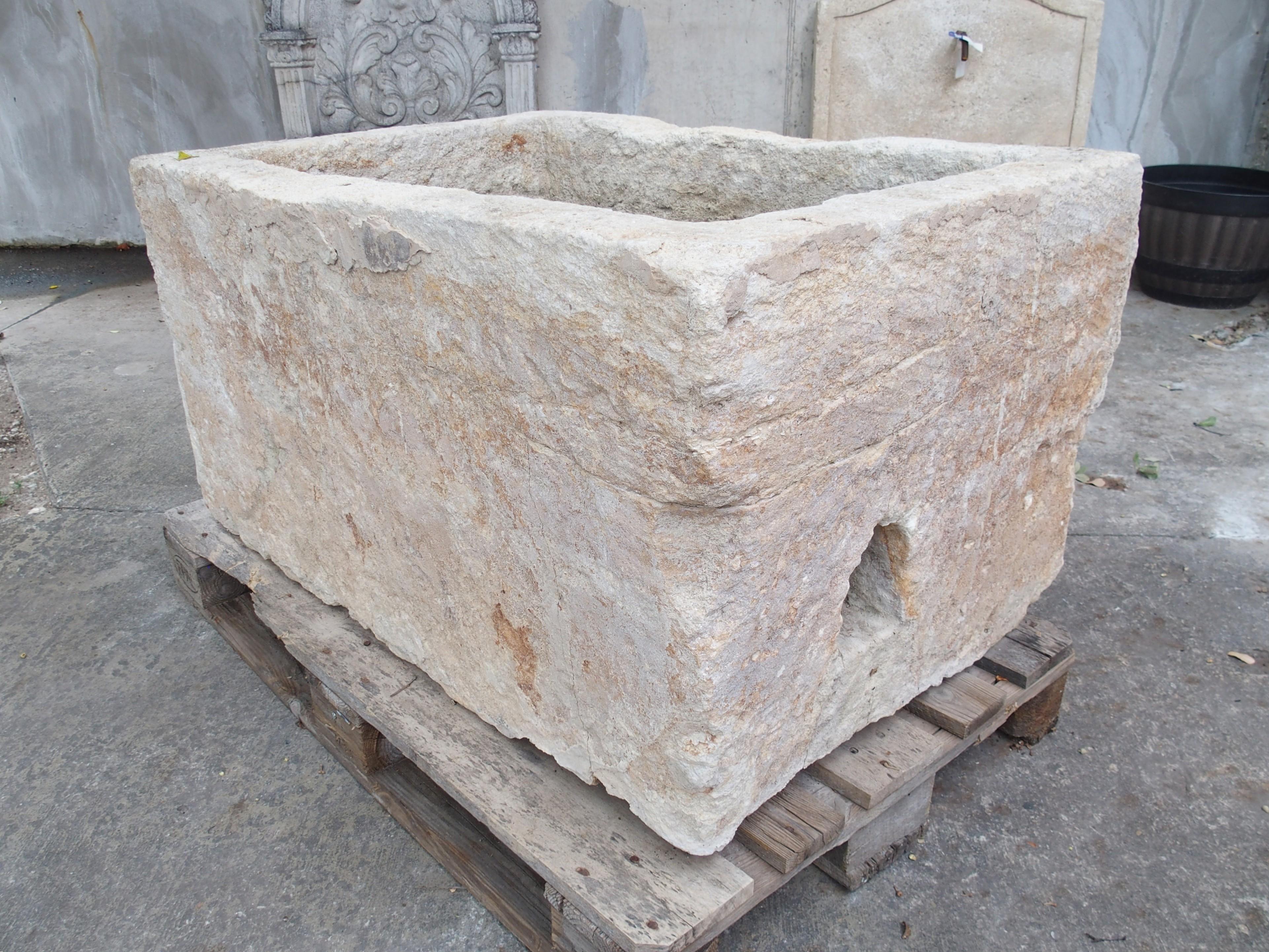 Carved Early 19th Century Limestone Trough from the South of France For Sale 8