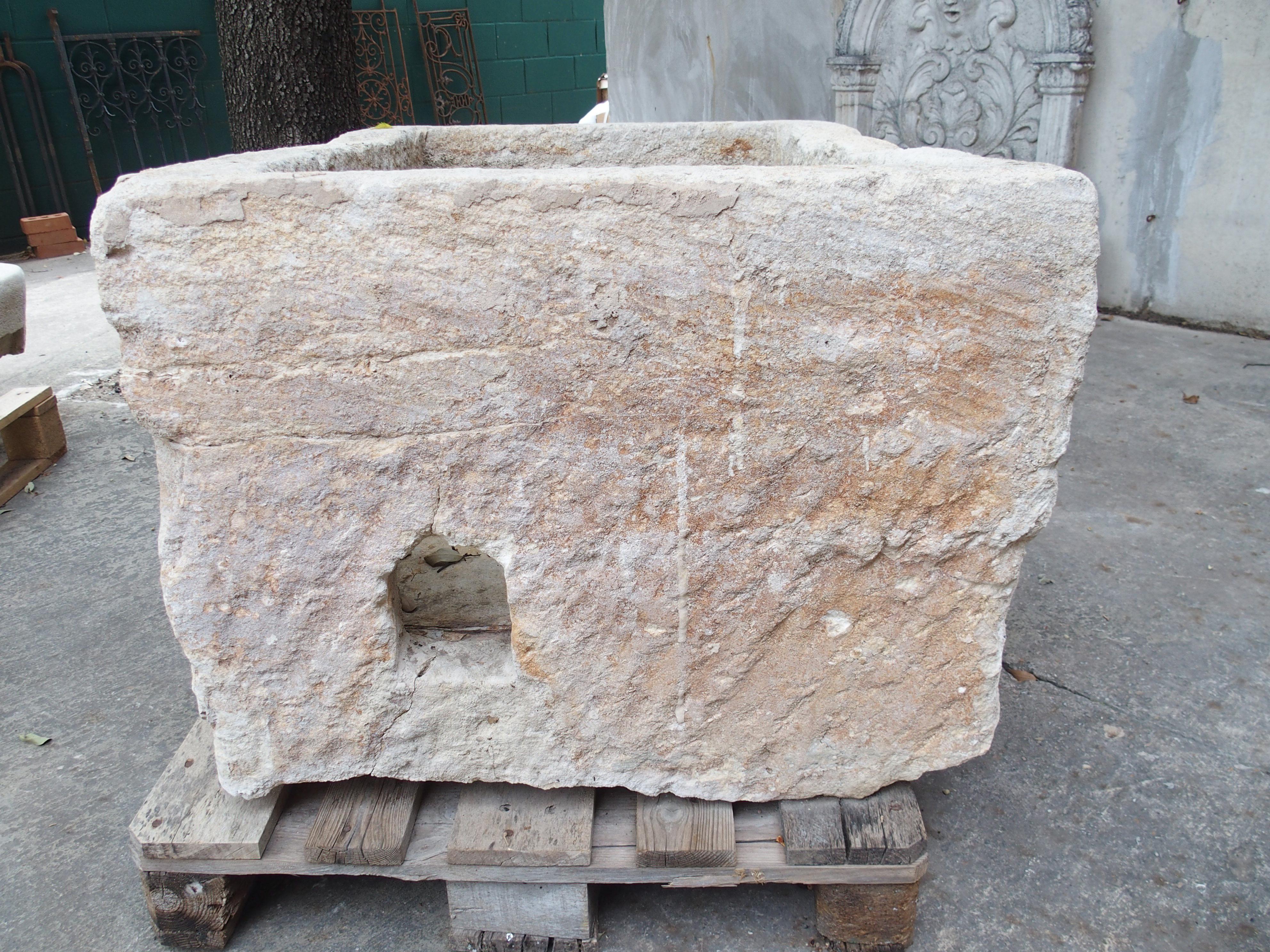 Hand-Carved Carved Early 19th Century Limestone Trough from the South of France For Sale