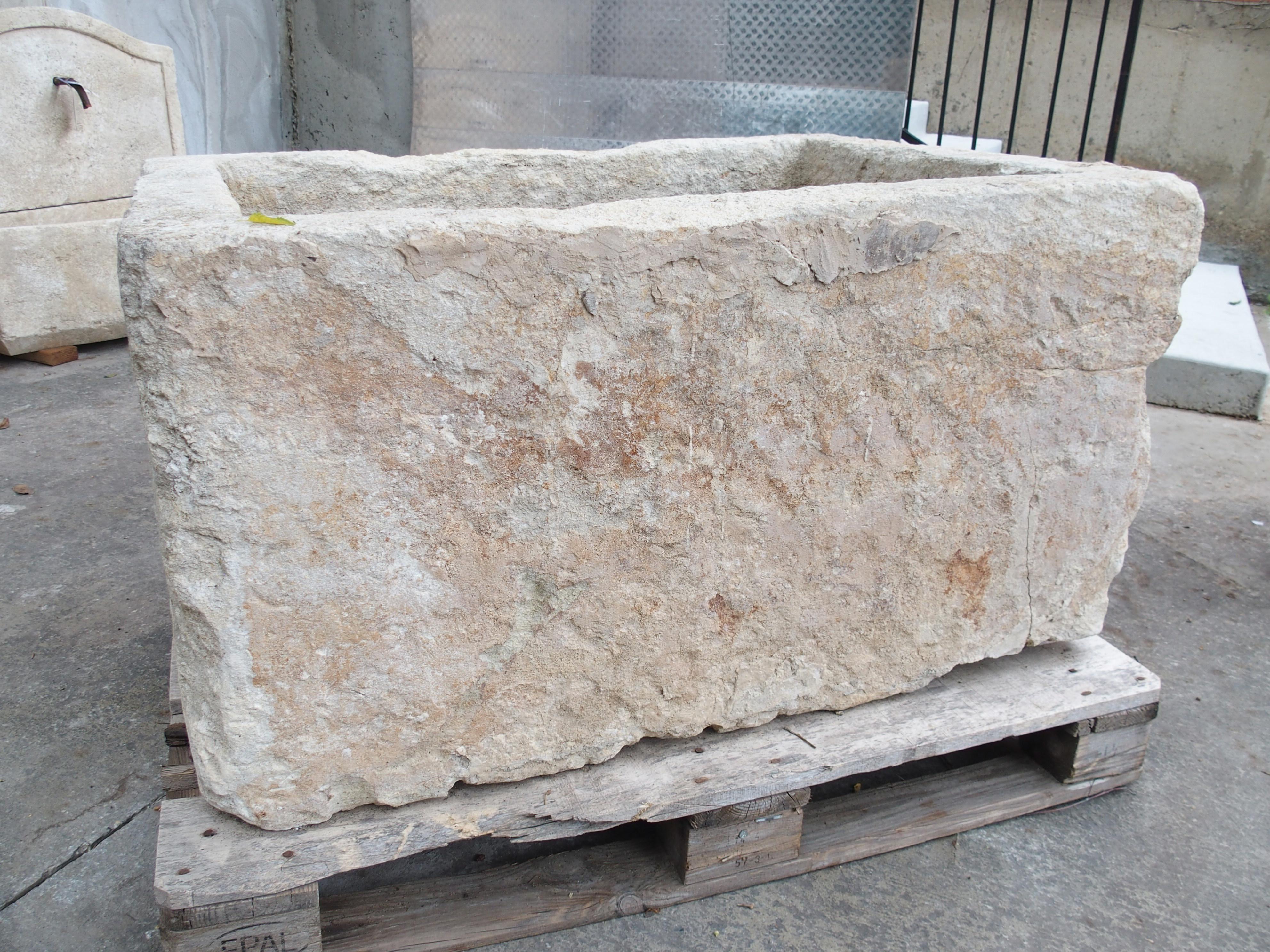 Carved Early 19th Century Limestone Trough from the South of France For Sale 1