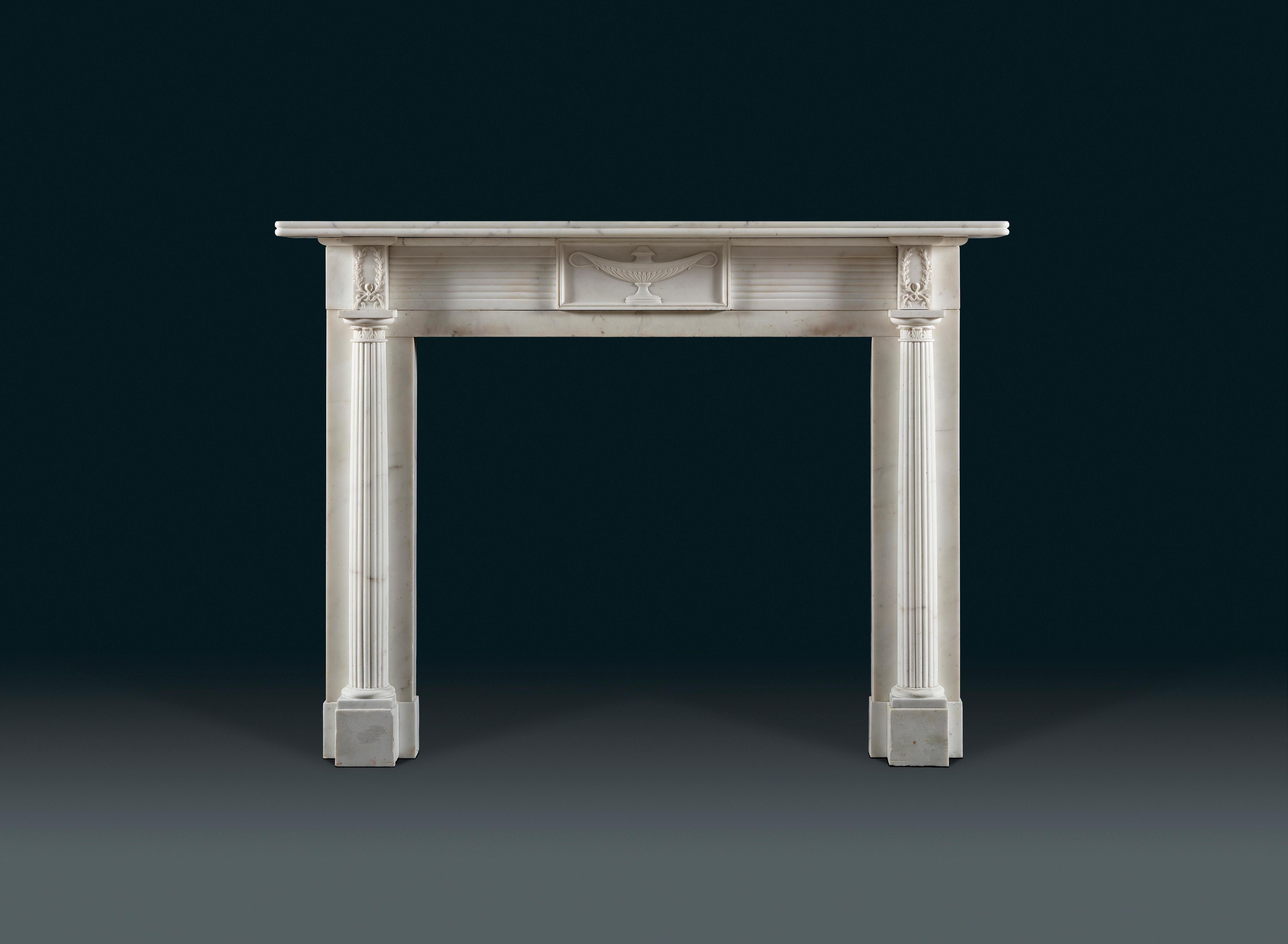 Statuary Marble Carved Early 19th Century Regency Period Chimneypiece in Statuary White Marble