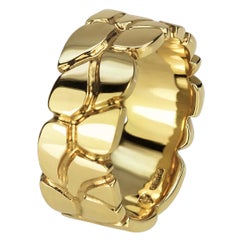 Carved Earth Texture Band in 9 Karat Yellow Gold, Dress Ring or Wedding Band