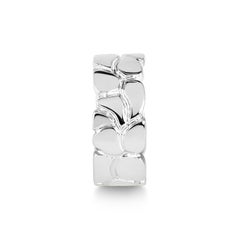 Carved Earth Texture Band in 9 Karat White Gold, Dress Ring or Wedding Band