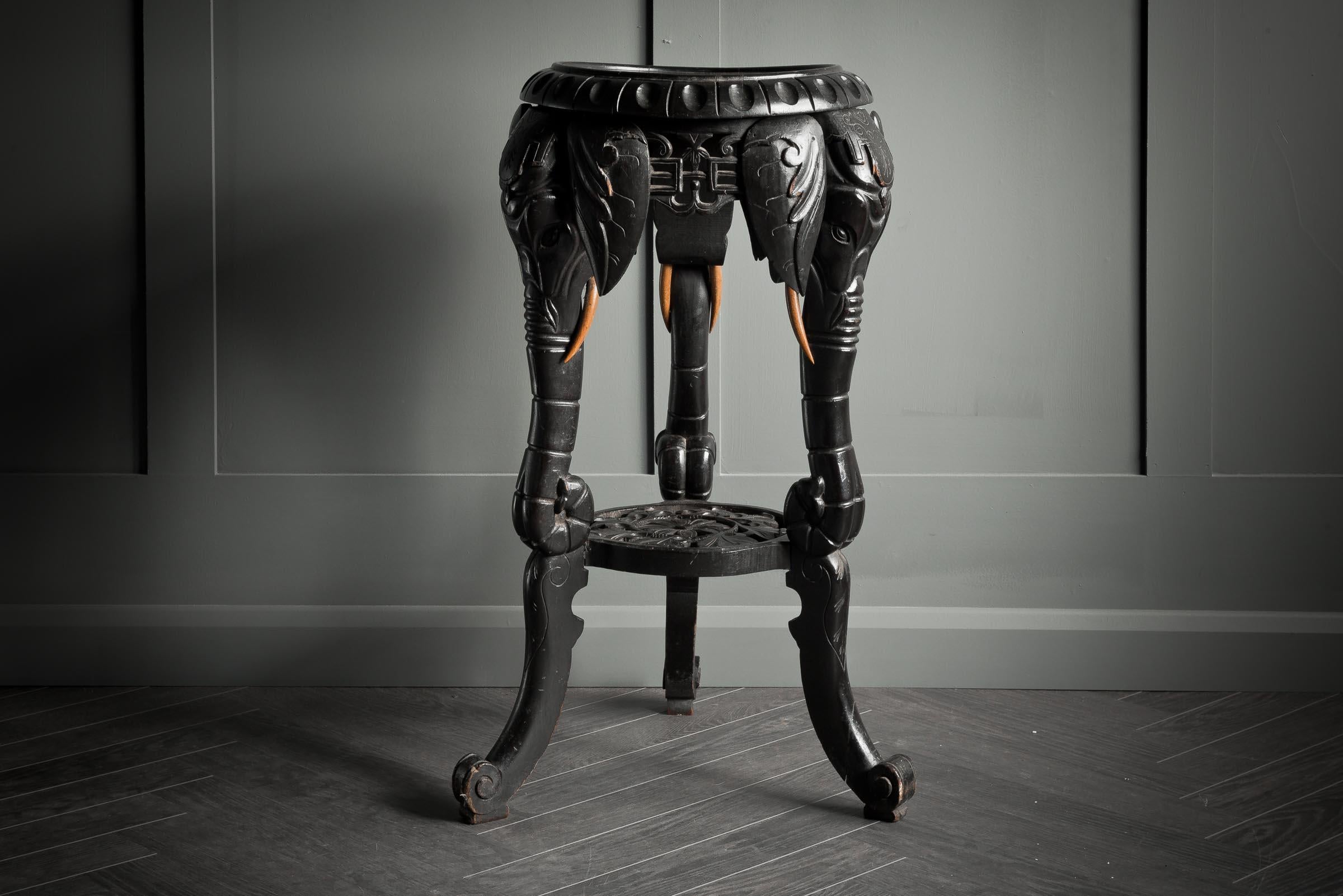 20th Century Carved Ebonised Elephant Console Table For Sale