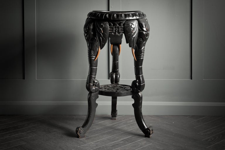 Carved Ebonised Elephant Console Table For Sale at 1stDibs