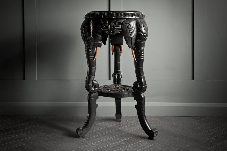 Carved Ebonised Elephant Console Table For Sale at 1stDibs