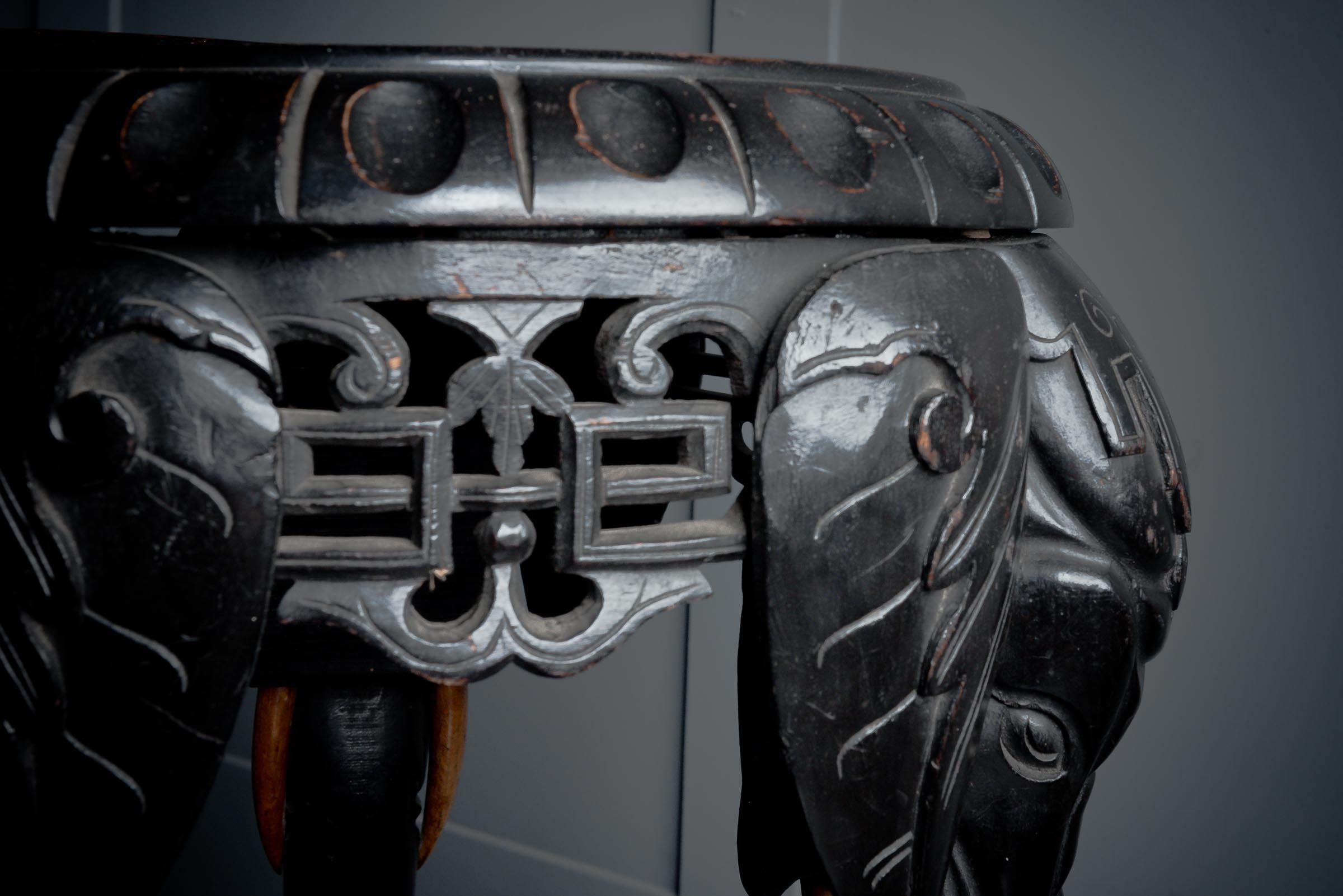 Carved Ebonised Elephant Console Table For Sale 3