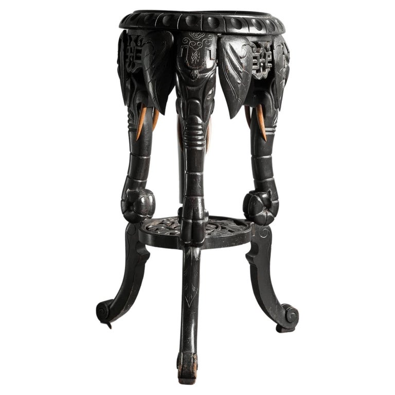 Carved Ebonised Elephant Console Table For Sale at 1stDibs