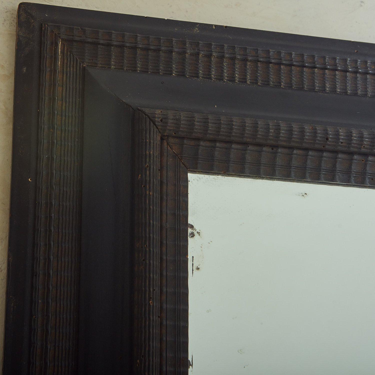 Carved Ebonized Wood Frame Mirror, France 20th Century For Sale 5
