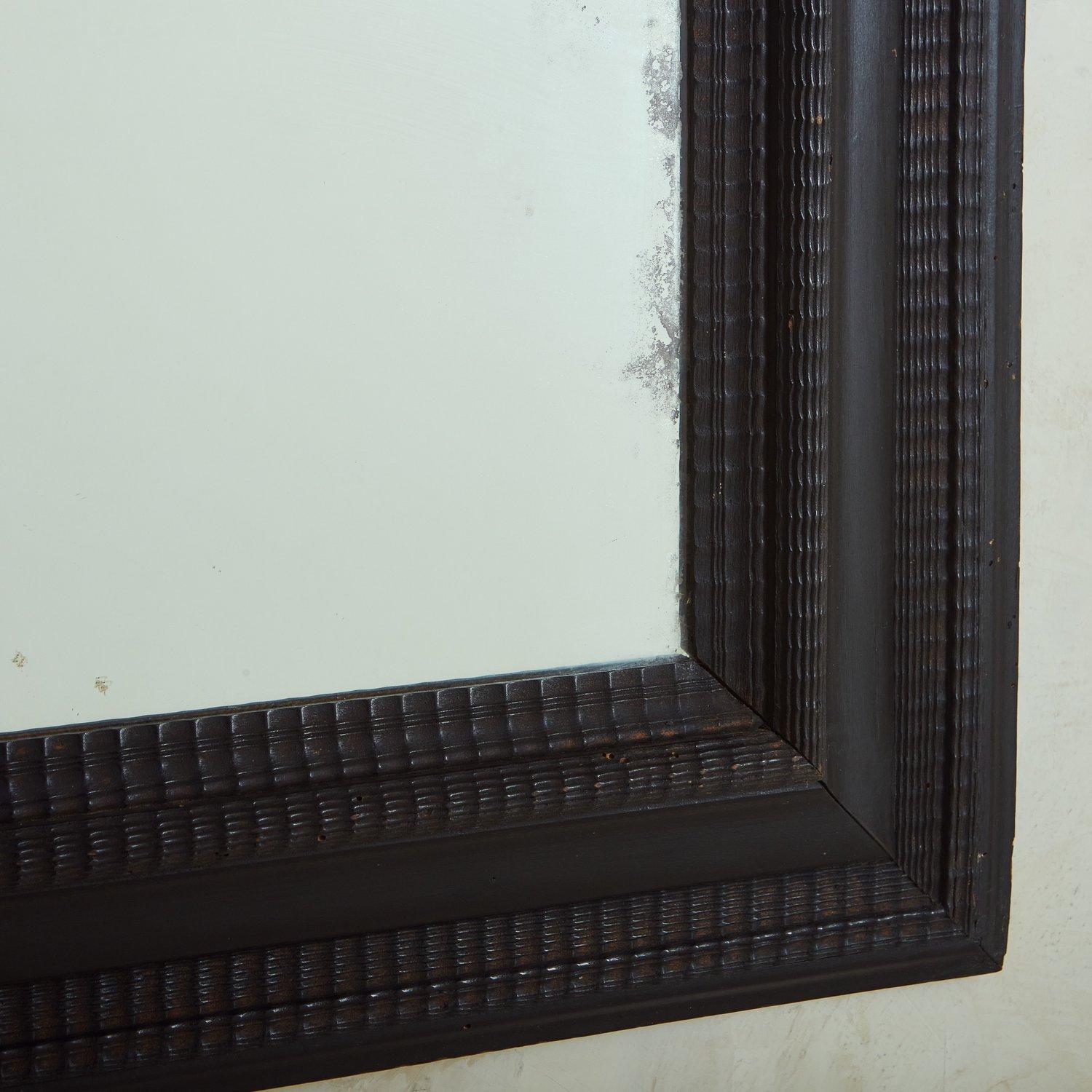 Carved Ebonized Wood Frame Mirror, France 20th Century For Sale 3