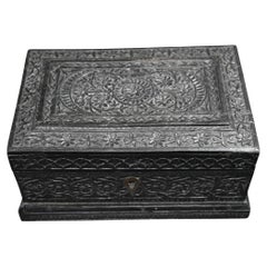 Carved ebony Box, Anglo-indian Box From Vizagapatam