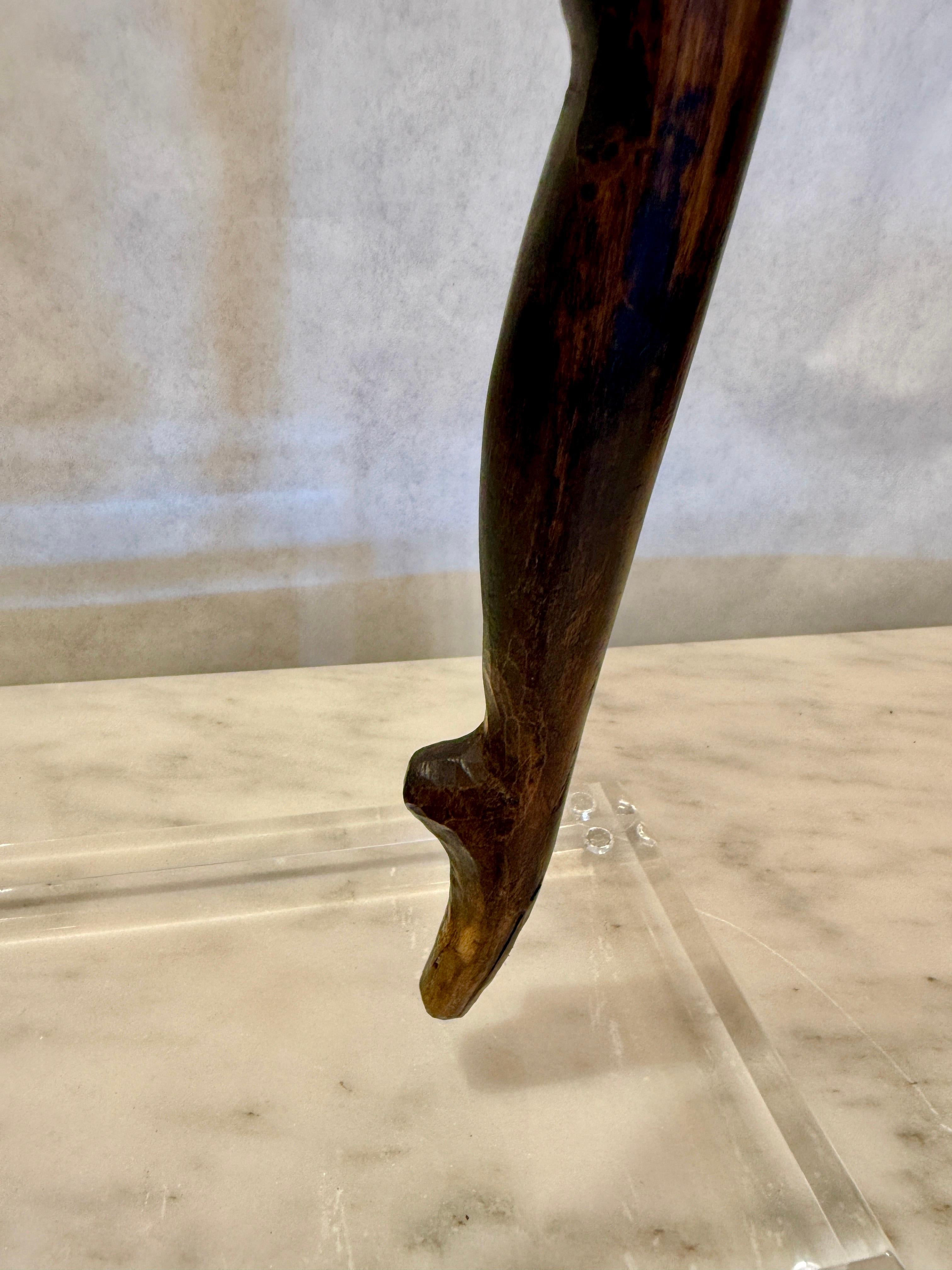 Mid-Century Modern Carved Ebony Root Wood Figural Dancer Mounted Sculpture For Sale