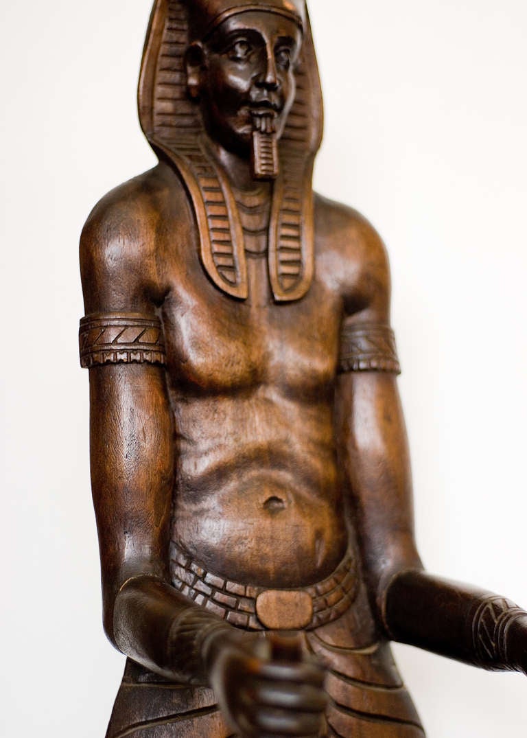 Carved Egyptian Pharaoh Amenhotep III Throne Jewelry Box For Sale at