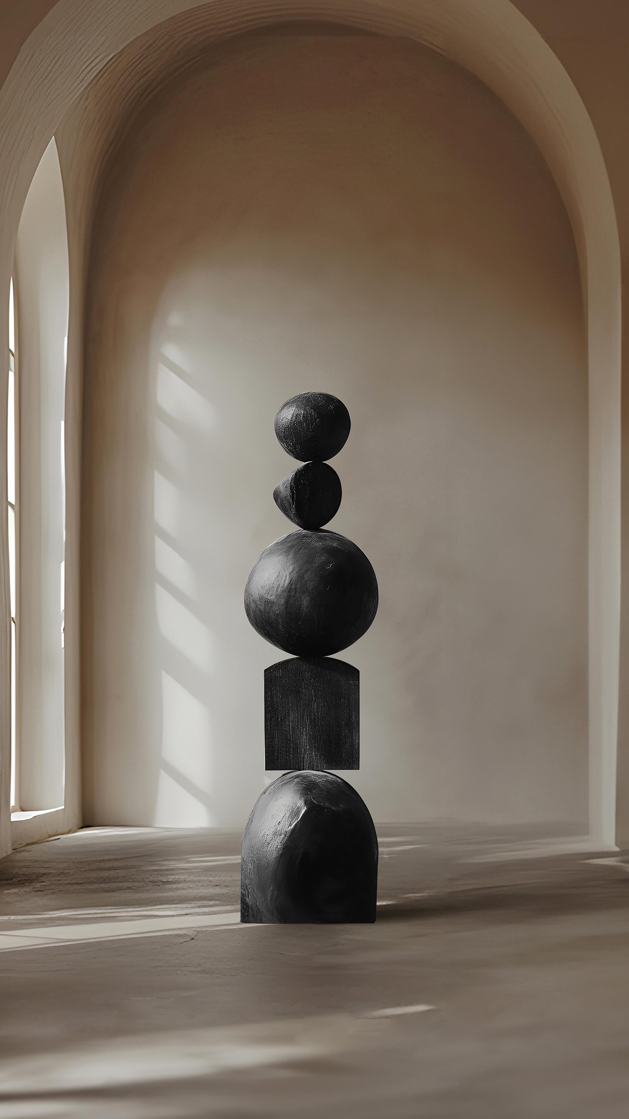 Hand-Crafted Carved Elegance, Black Solid Wood Still Stand No80 by NONO For Sale