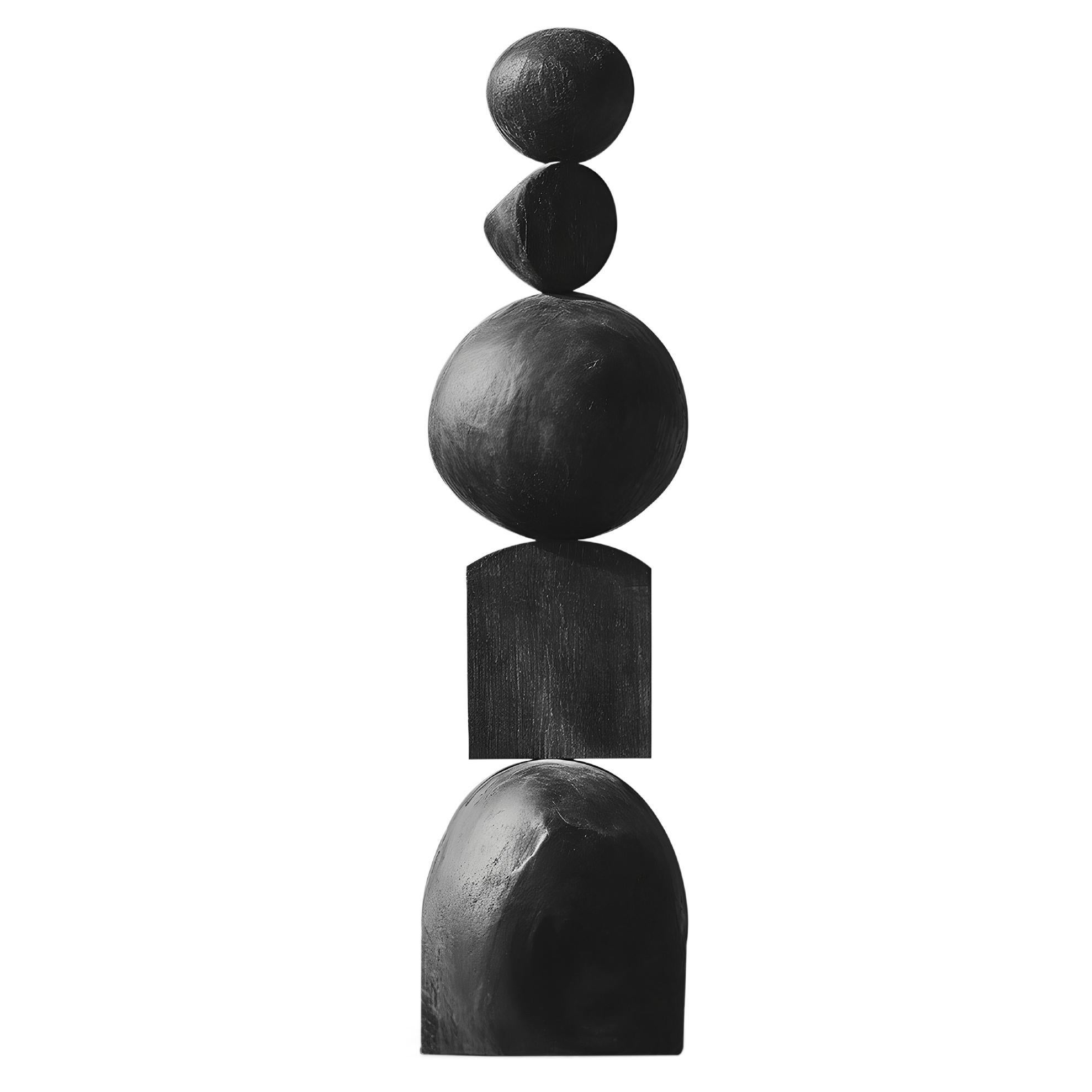 Carved Elegance, Black Solid Wood Still Stand No80 by NONO For Sale