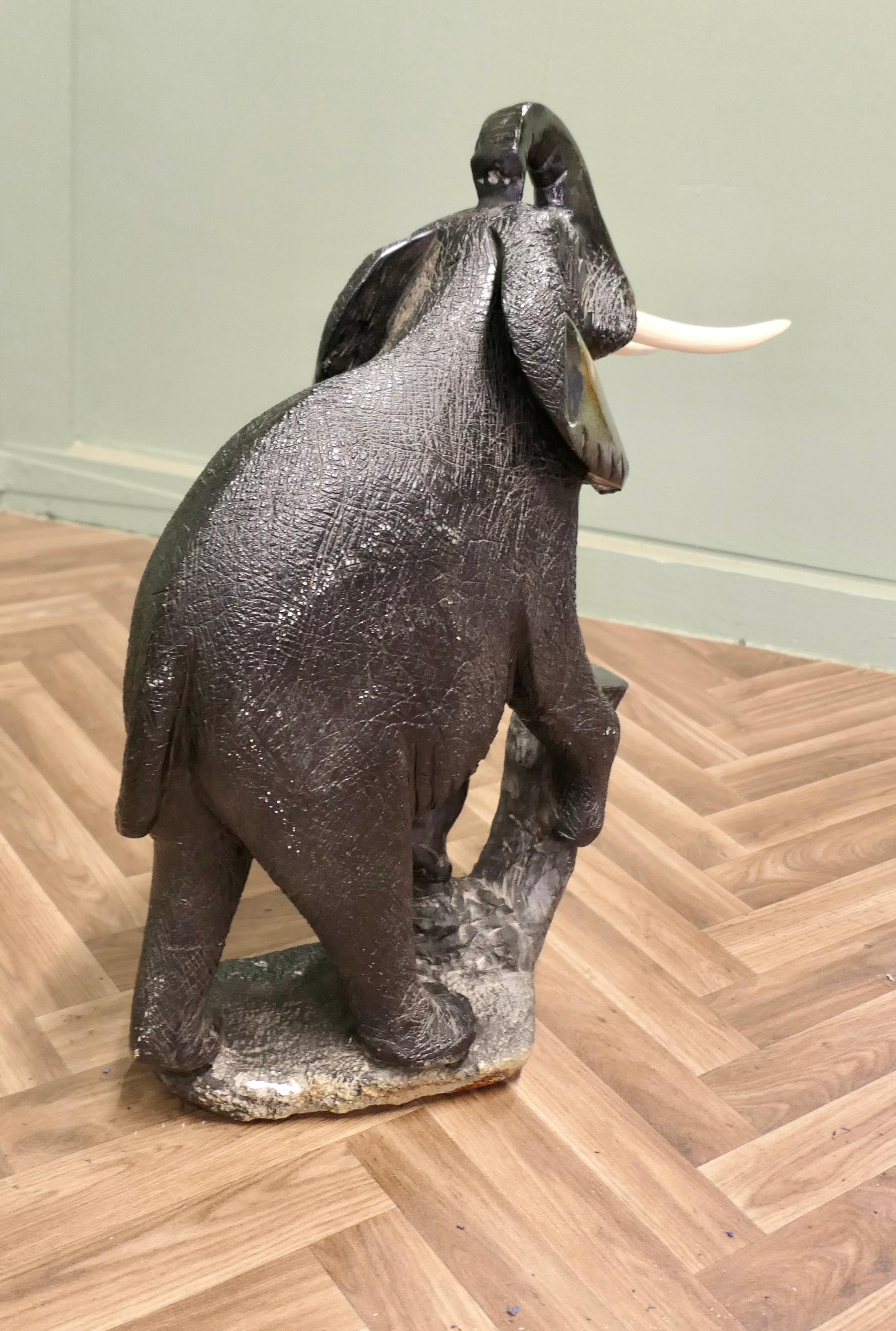 Carved Elephant, one piece Marble Sculpture In Good Condition For Sale In Godshill, Isle of Wight