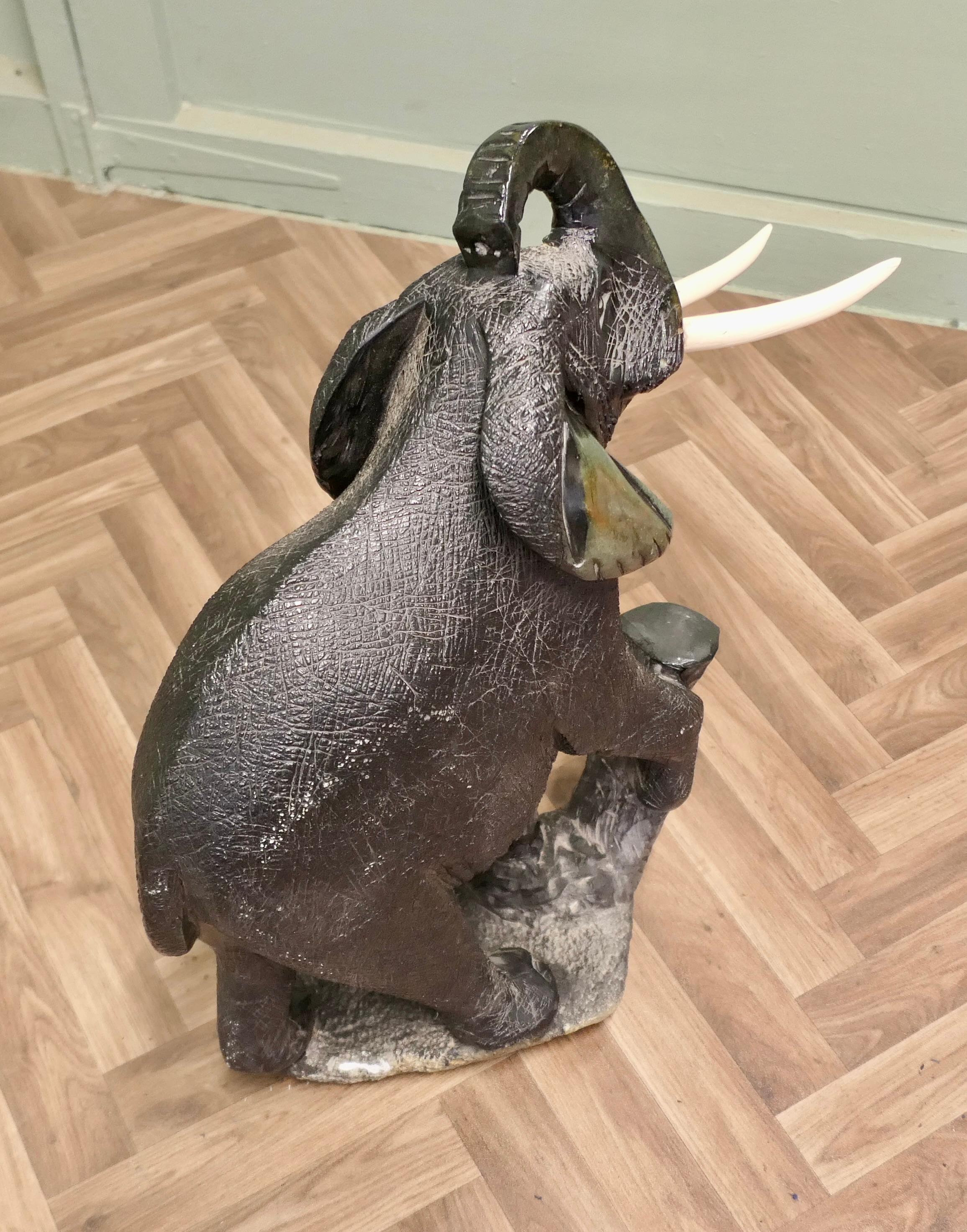19th Century Carved Elephant, one piece Marble Sculpture For Sale