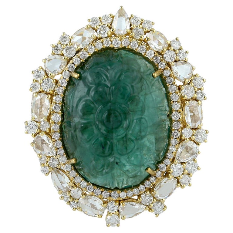 Bague Cocktail En Or Jaune 18k Avec Diamants Naturels (1 Carat) - Taille 7 - Occasion