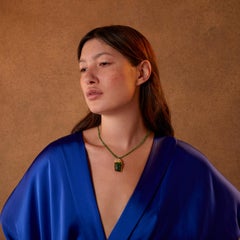 Emma Chapman Artisan Emerald Diamond Pendant, 18k Yellow Gold, Europe