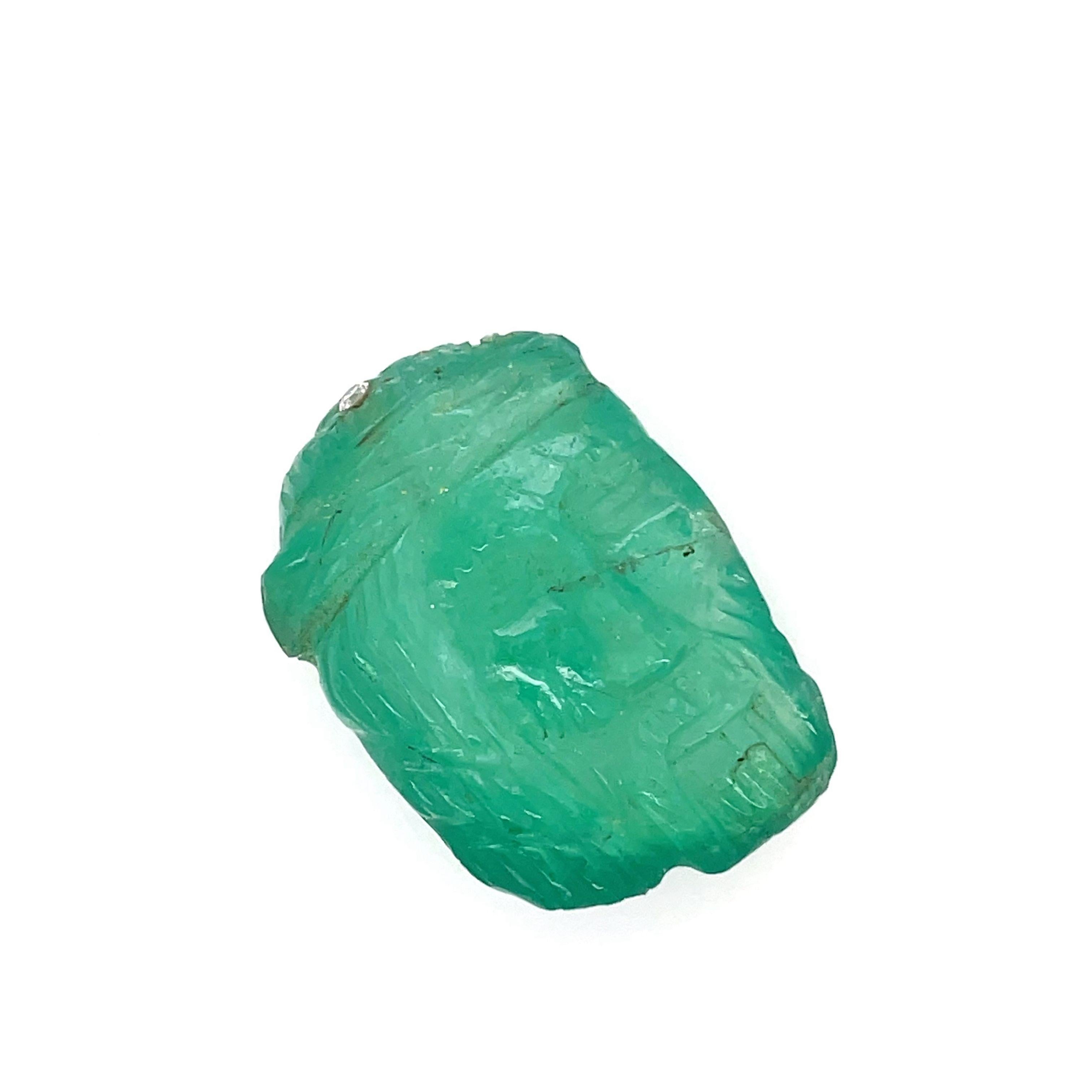 Contemporary Carved Emerald Jesus Christ Cts 60.84 For Sale