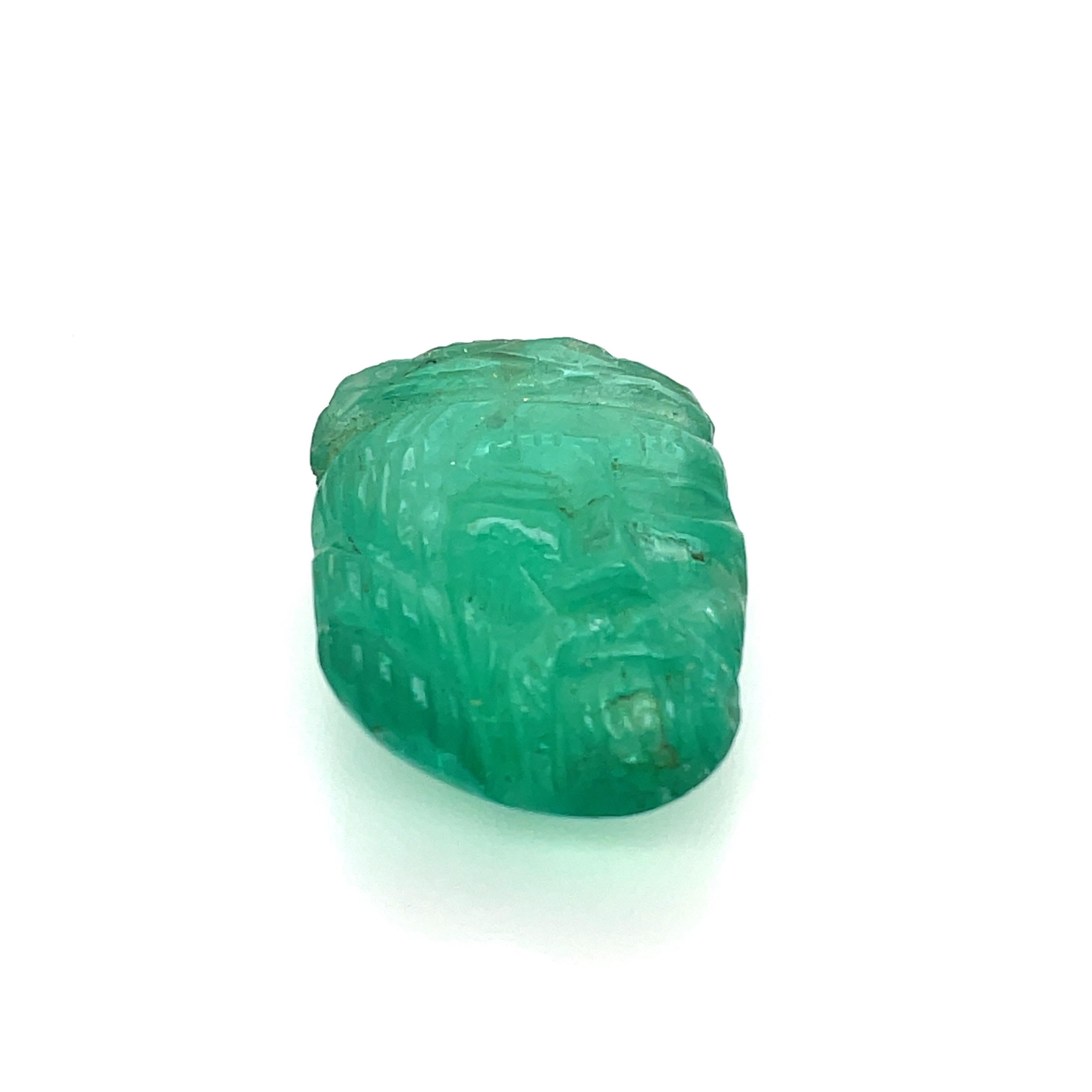 Oval Cut Carved Emerald Jesus Christ Cts 60.84 For Sale