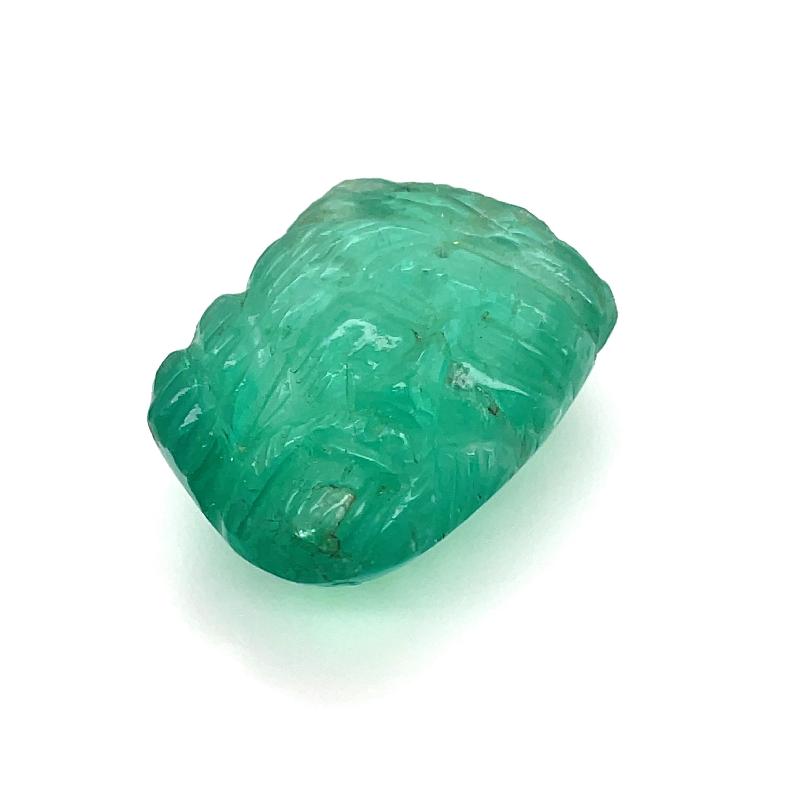 Carved Emerald Jesus Christ Cts 60.84 In New Condition For Sale In Hong Kong, HK