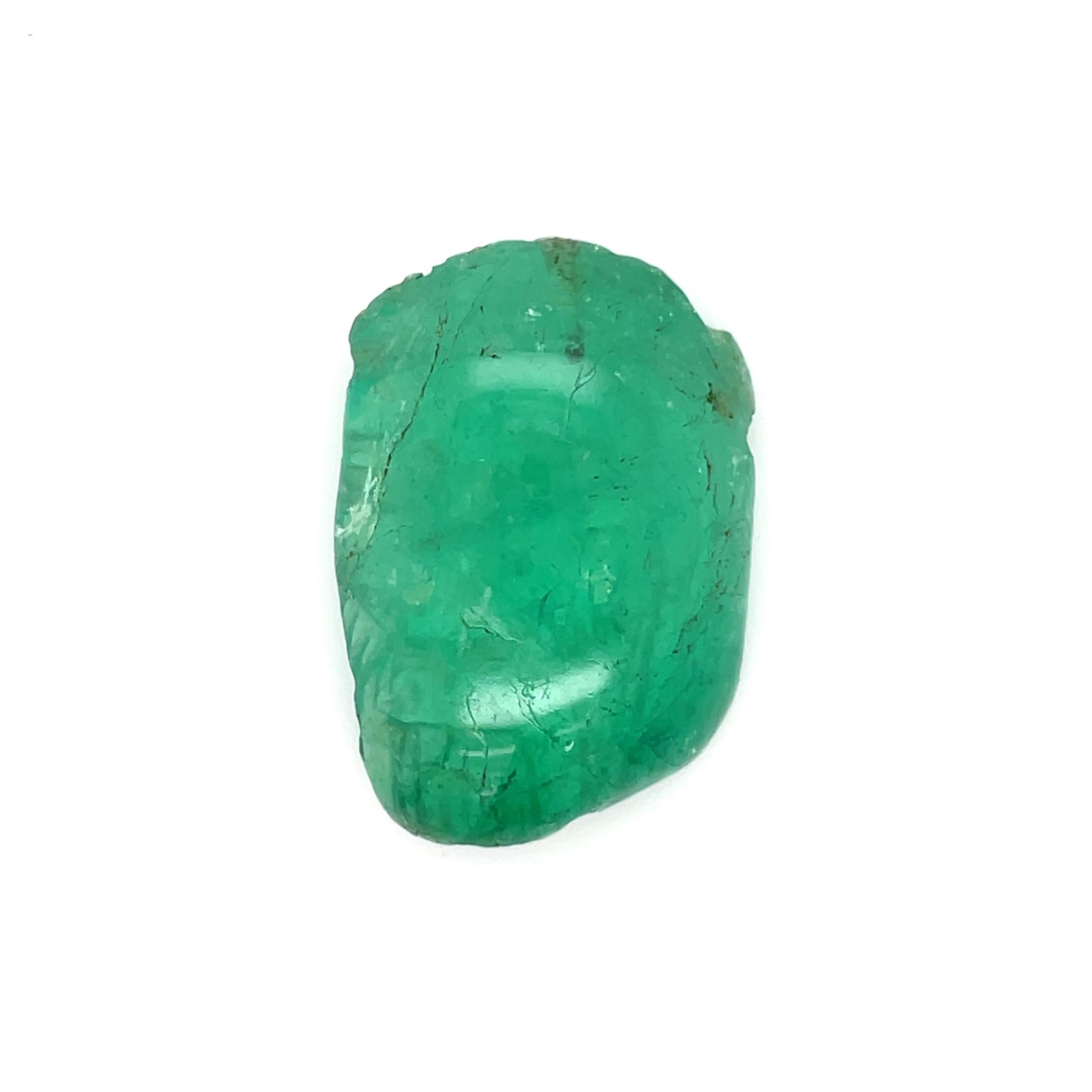 Women's or Men's Carved Emerald Jesus Christ Cts 60.84 For Sale