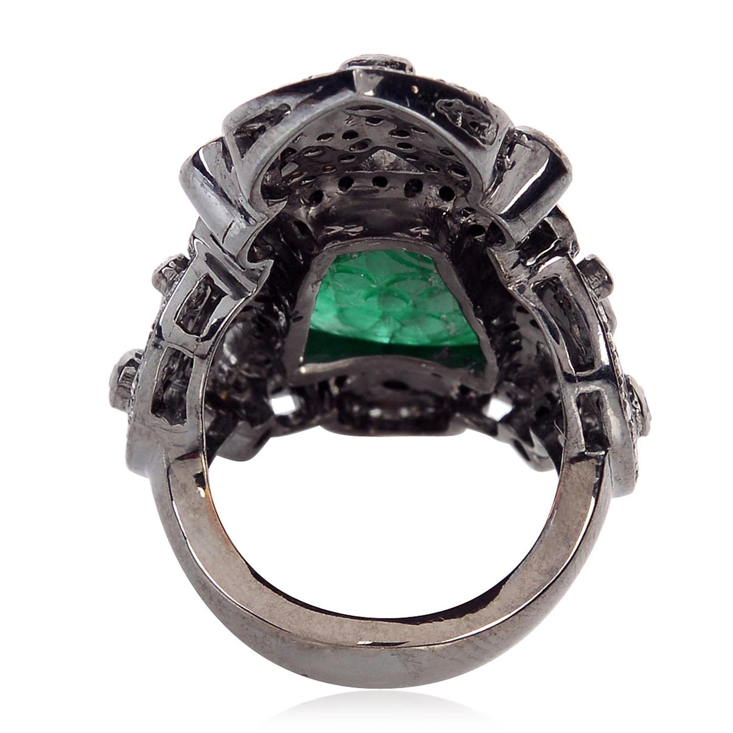 18kt:1.38g,D:2.83ct,Slv:14.89g, Emeraude:10.70ct 26X17X45MM