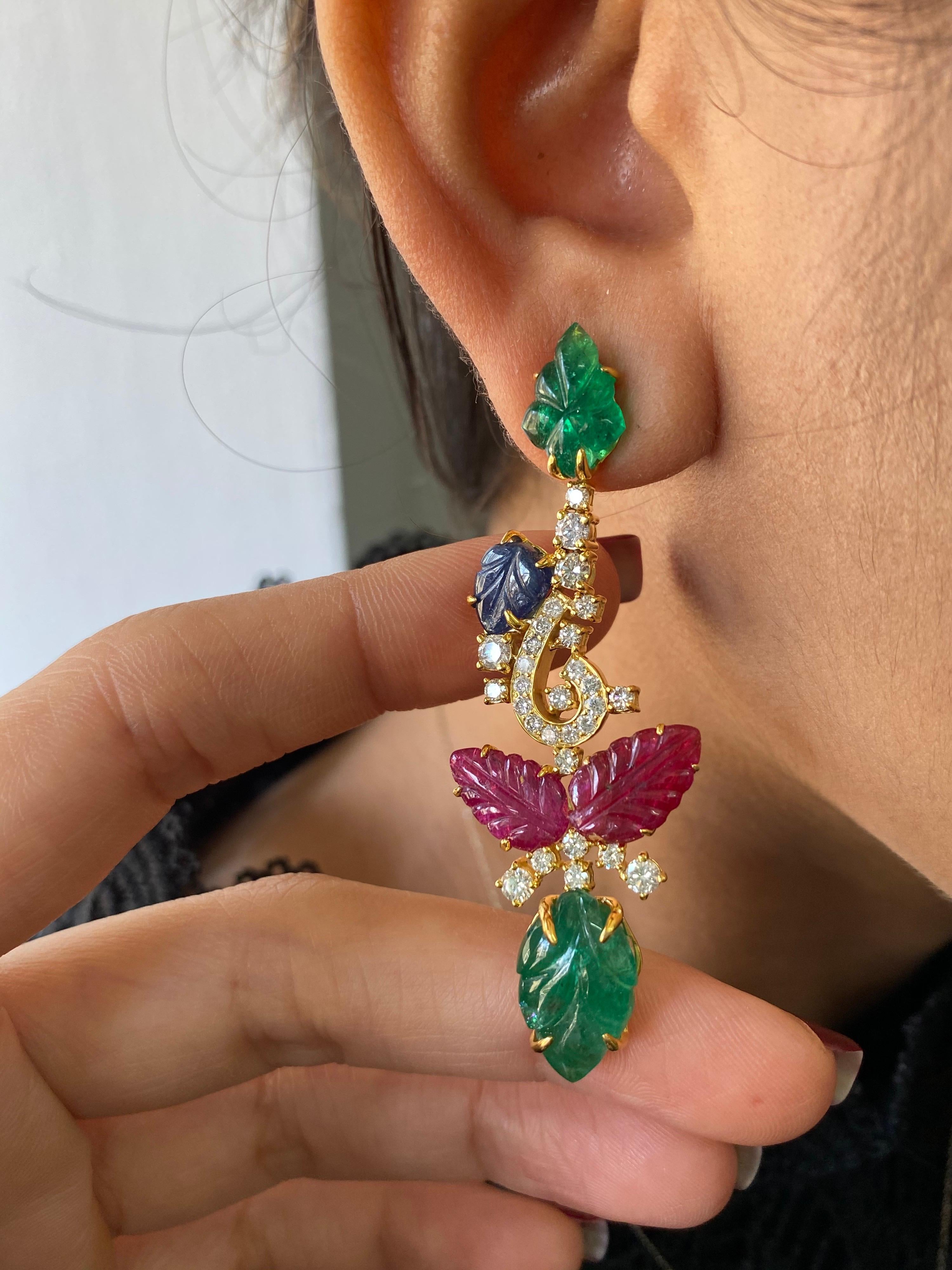 carved emerald earrings