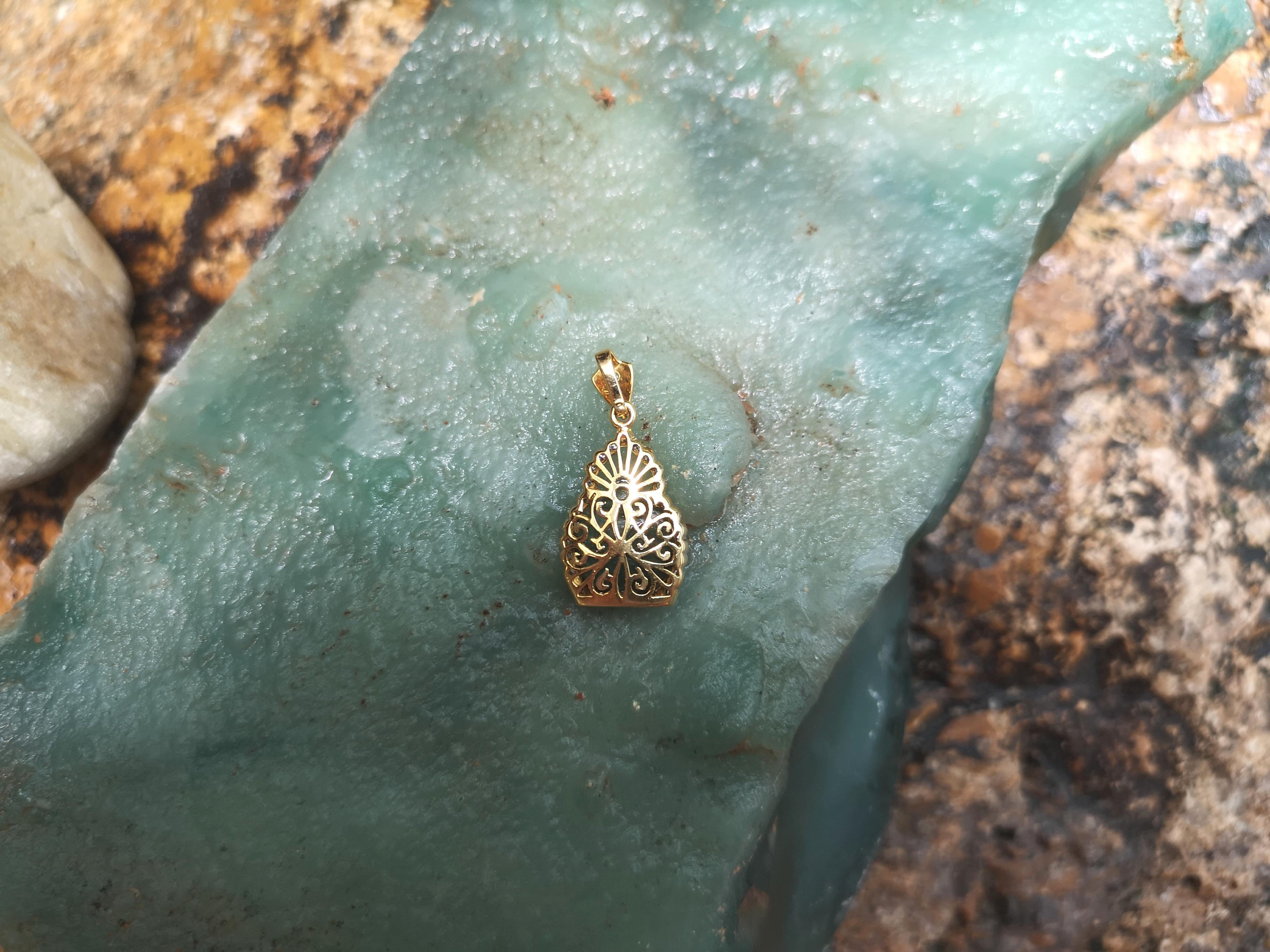 Mixed Cut Carved Emerald with Diamond Happy Buddha Pendant Set in 18 Karat Gold Setting For Sale