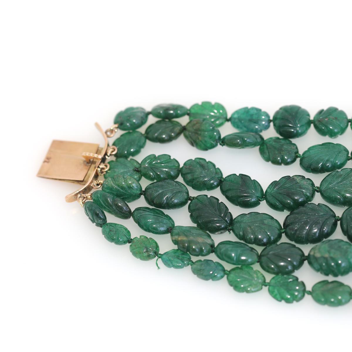 Women's Carved Emeralds Rose-Cut Diamonds Bracelet, 1900 For Sale