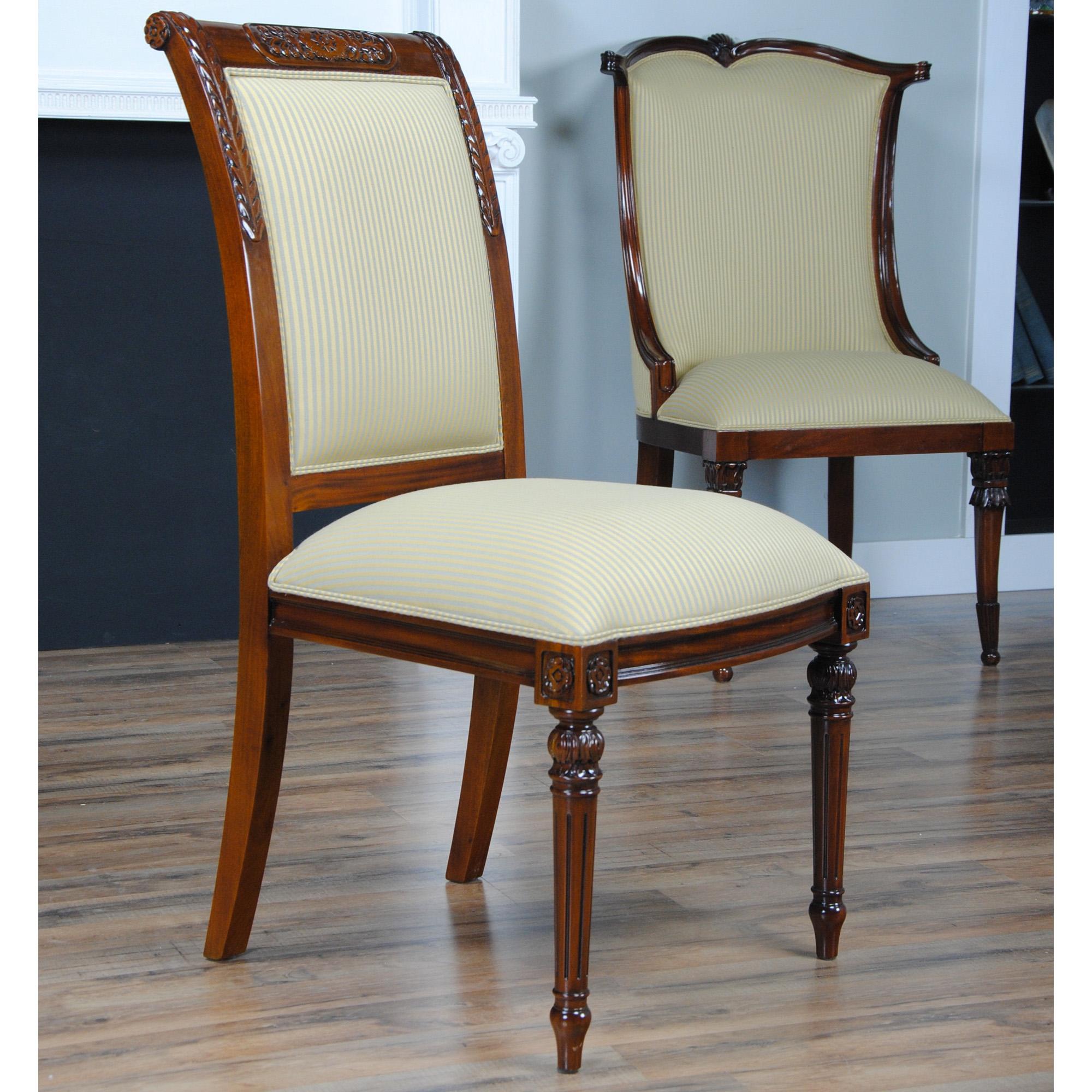 Carved Empire Upholstered Chairs, Set of 10 For Sale 4