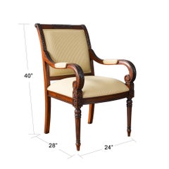 Carved Empire Upholstered Chairs, Set of 10